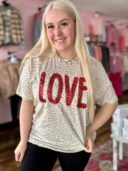 Leopard love embroidered Tee