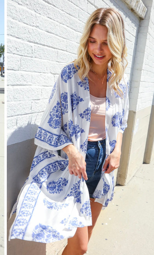 Blue Chinoiserie Kimono