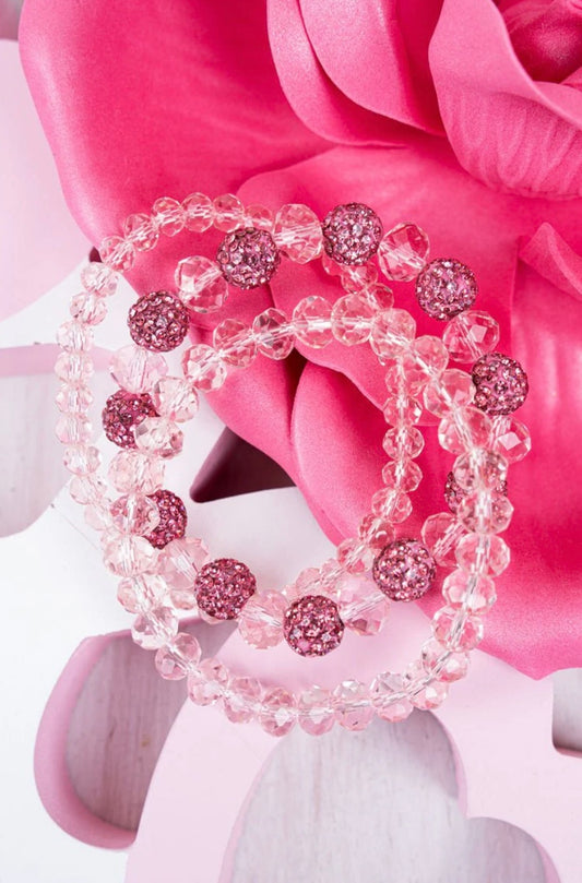 Pink Beaded Bracelet Set