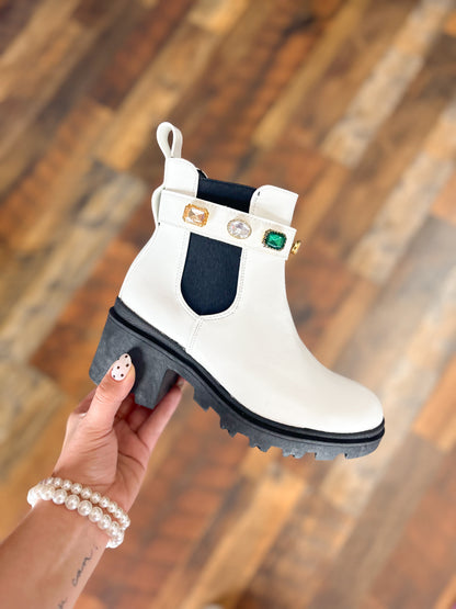 White Jewel Booties