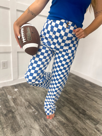 Royal Blue Checkered Denim