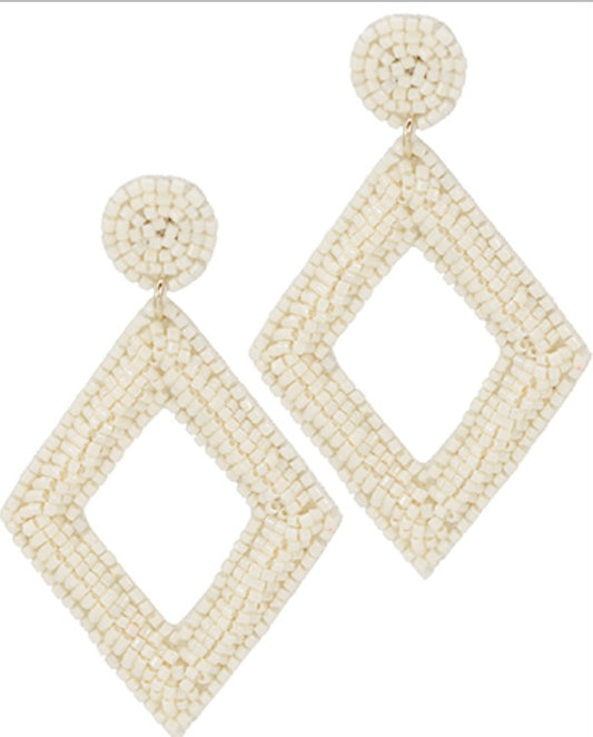 White Beaded Earrings