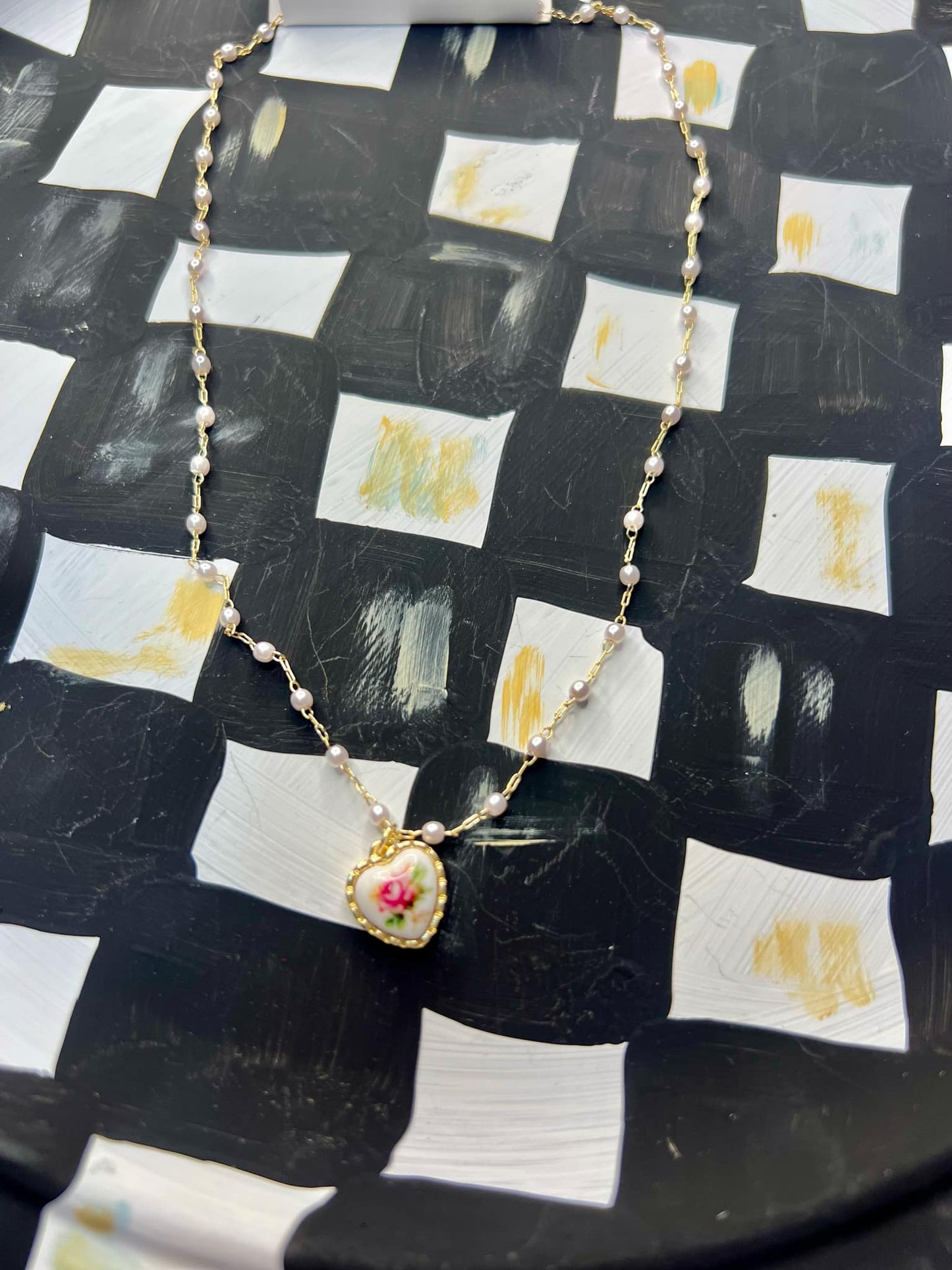 Pink Rose Vintage Pendant Necklace