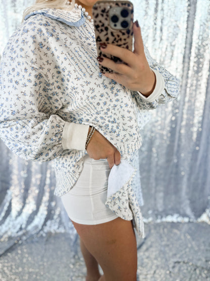 Blue Floral Lace Skort Set