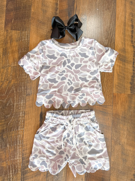 Camo Scalloped Short Set