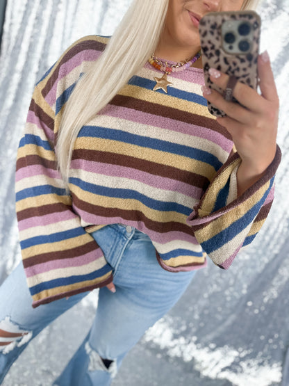 Vintage Harvest Striped Knit Top