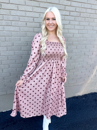 Mocha Polka Dot Maxi Dress