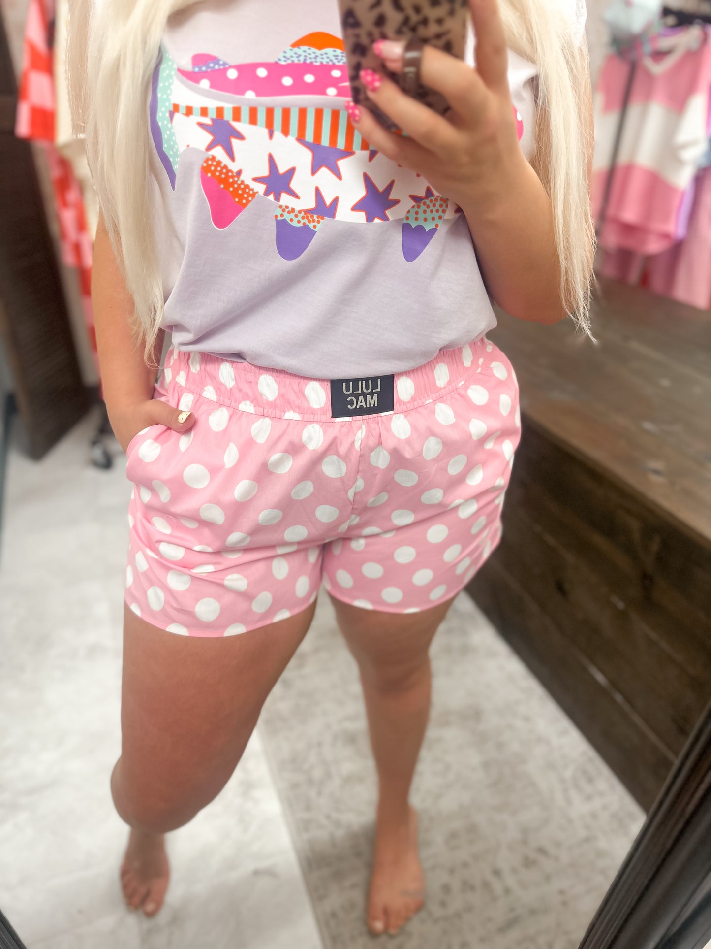 Lulu Mac Pink Polka Dot Boxer Shorts