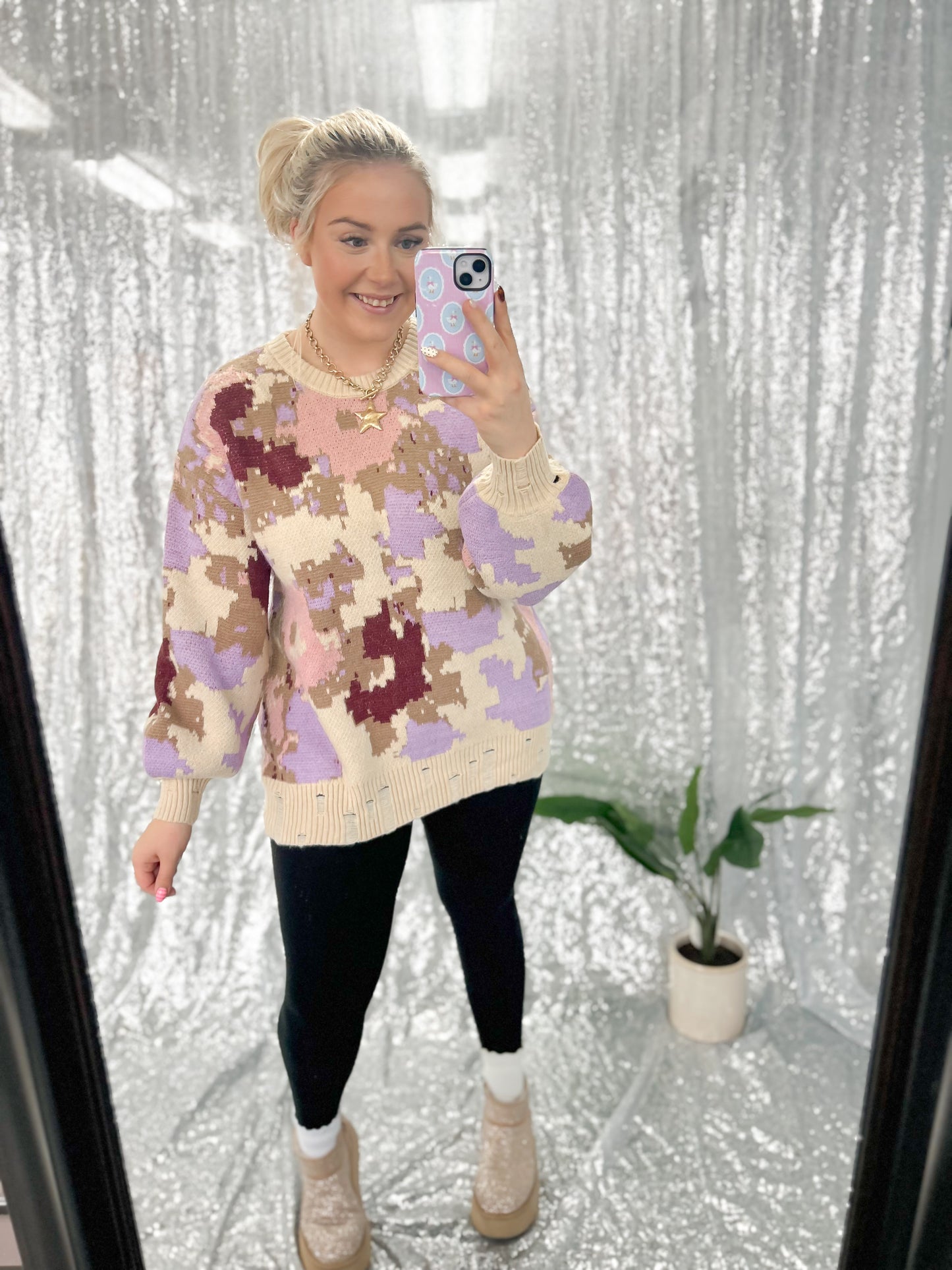 Lavender Watercolor Knit Sweater