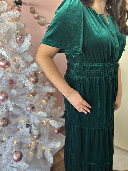 Emerald Velvet Maxi Dress