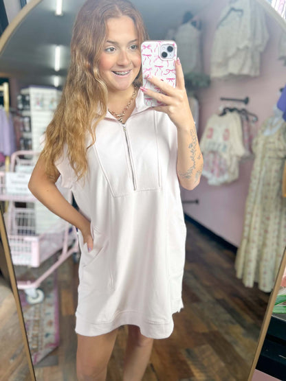 Heather Pink Athletic Zip Dress