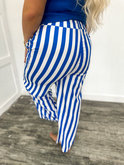 Royal Blue Striped Pants