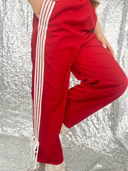 Red Varsity Track Pants