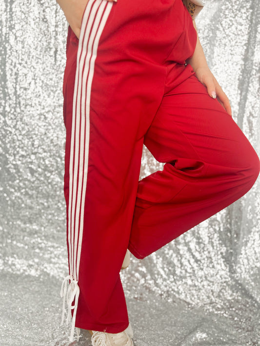 Red Varsity Track Pants