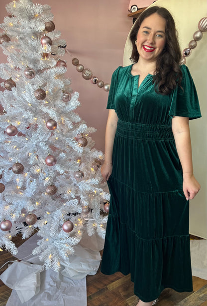 Emerald Velvet Maxi Dress