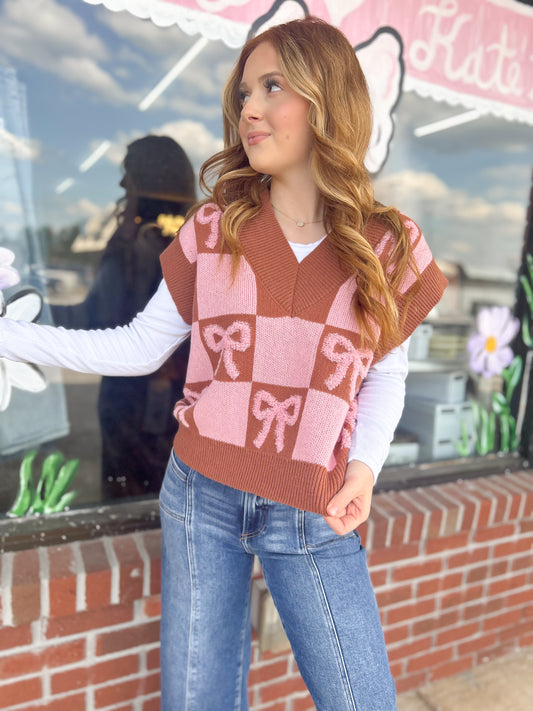 Bow-Core Knitted Vest
