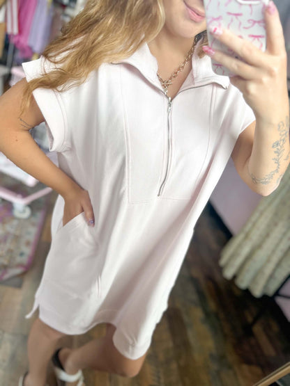 Heather Pink Athletic Zip Dress