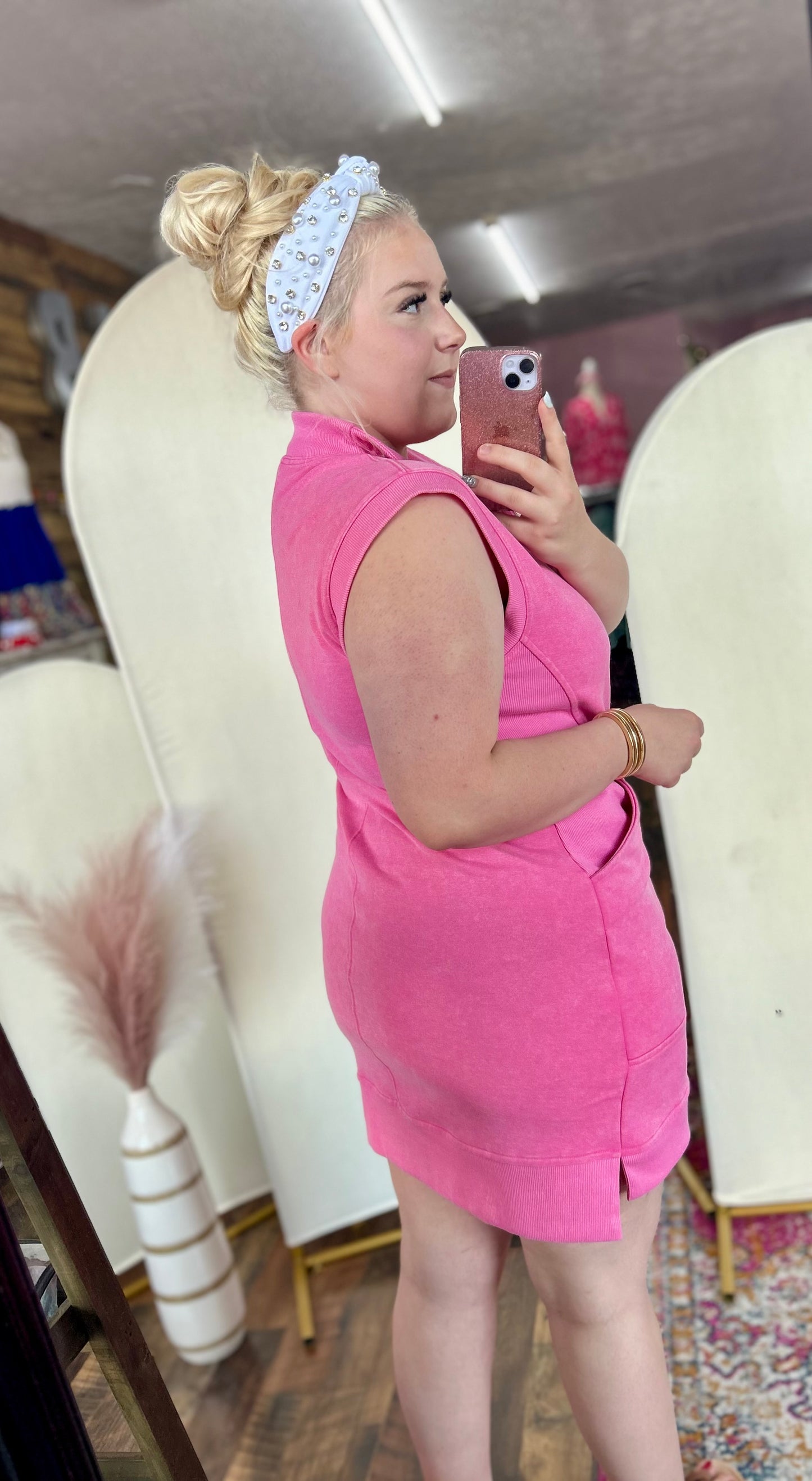 Pink Quarter Zip Dress