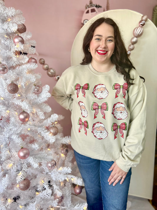 Santa Bow Collage Crewneck