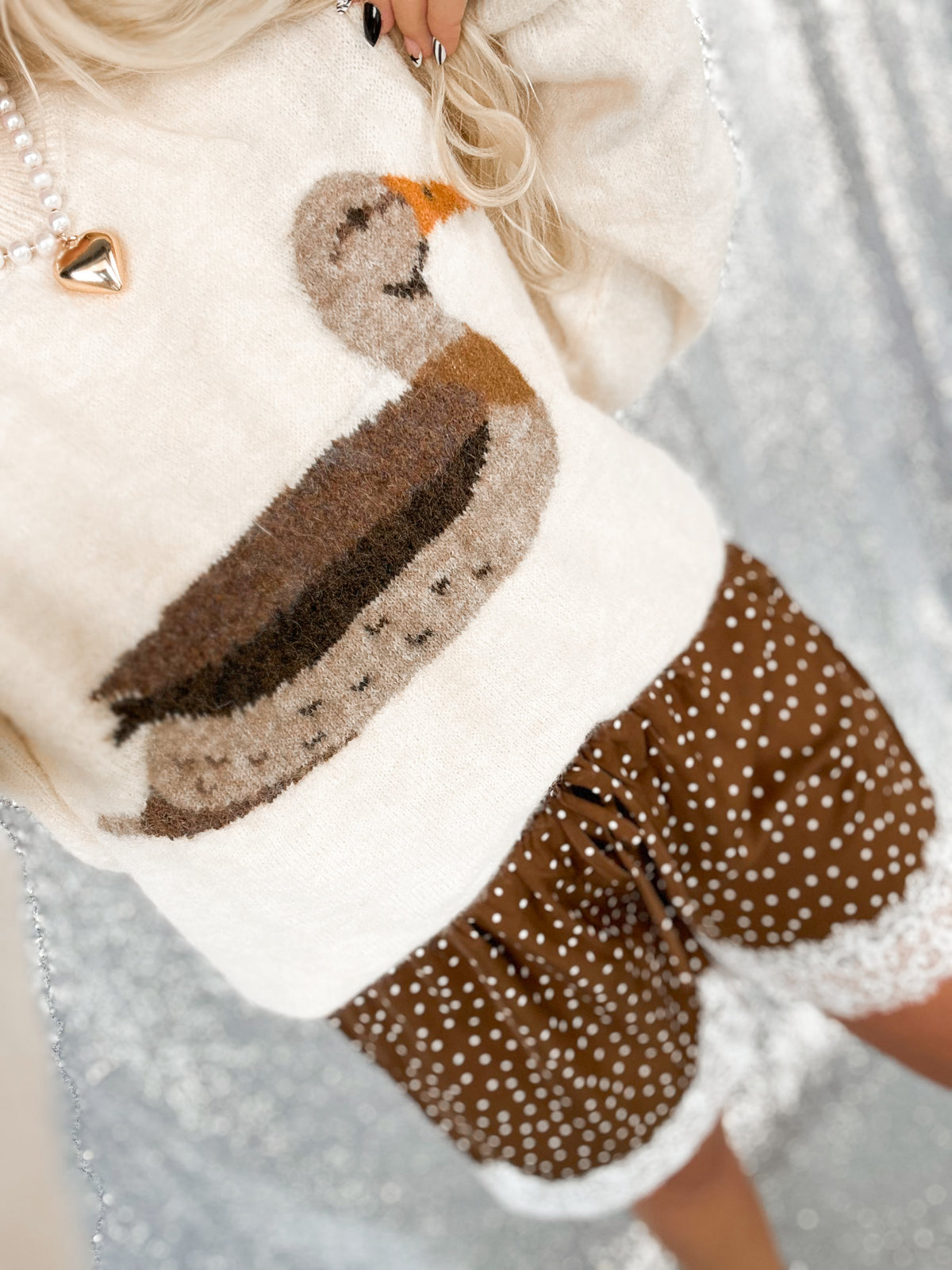 Chocolate Polka Dot Lace Shorts
