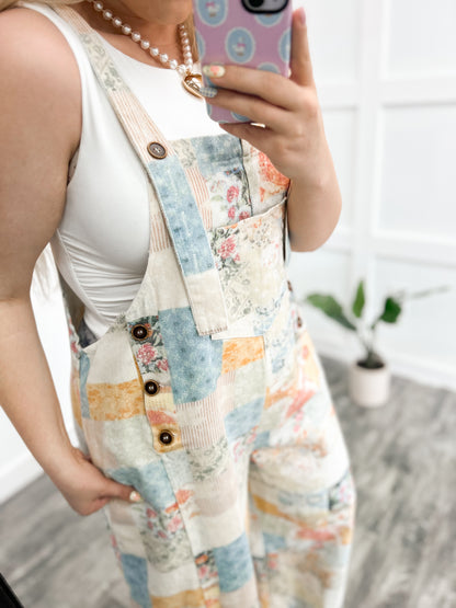 Denim Patchwork Overalls