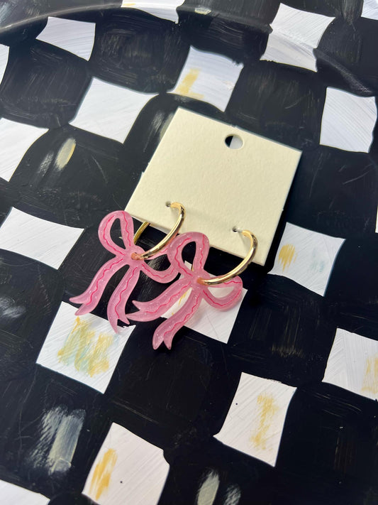 Pink Bow Dangles