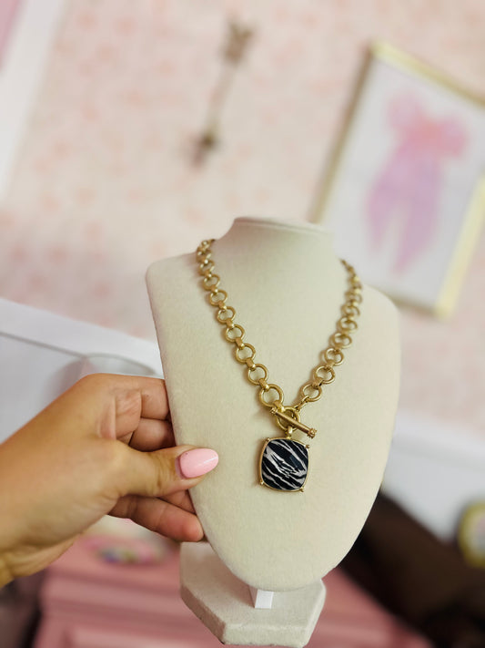 Zebra Pendant Necklace
