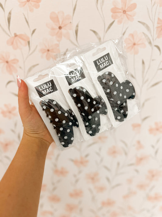 Lulu Mac Black Polka Dot Claw Clip