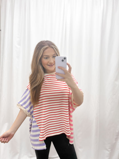 Scarlett Striped Colorblock Top