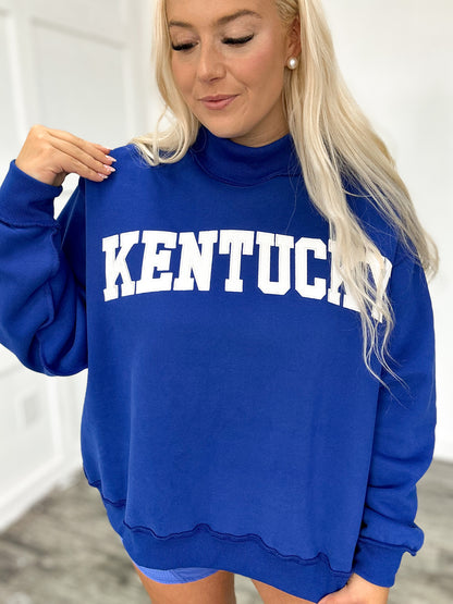 Royal Blue Kentucky Embroidered Mockneck