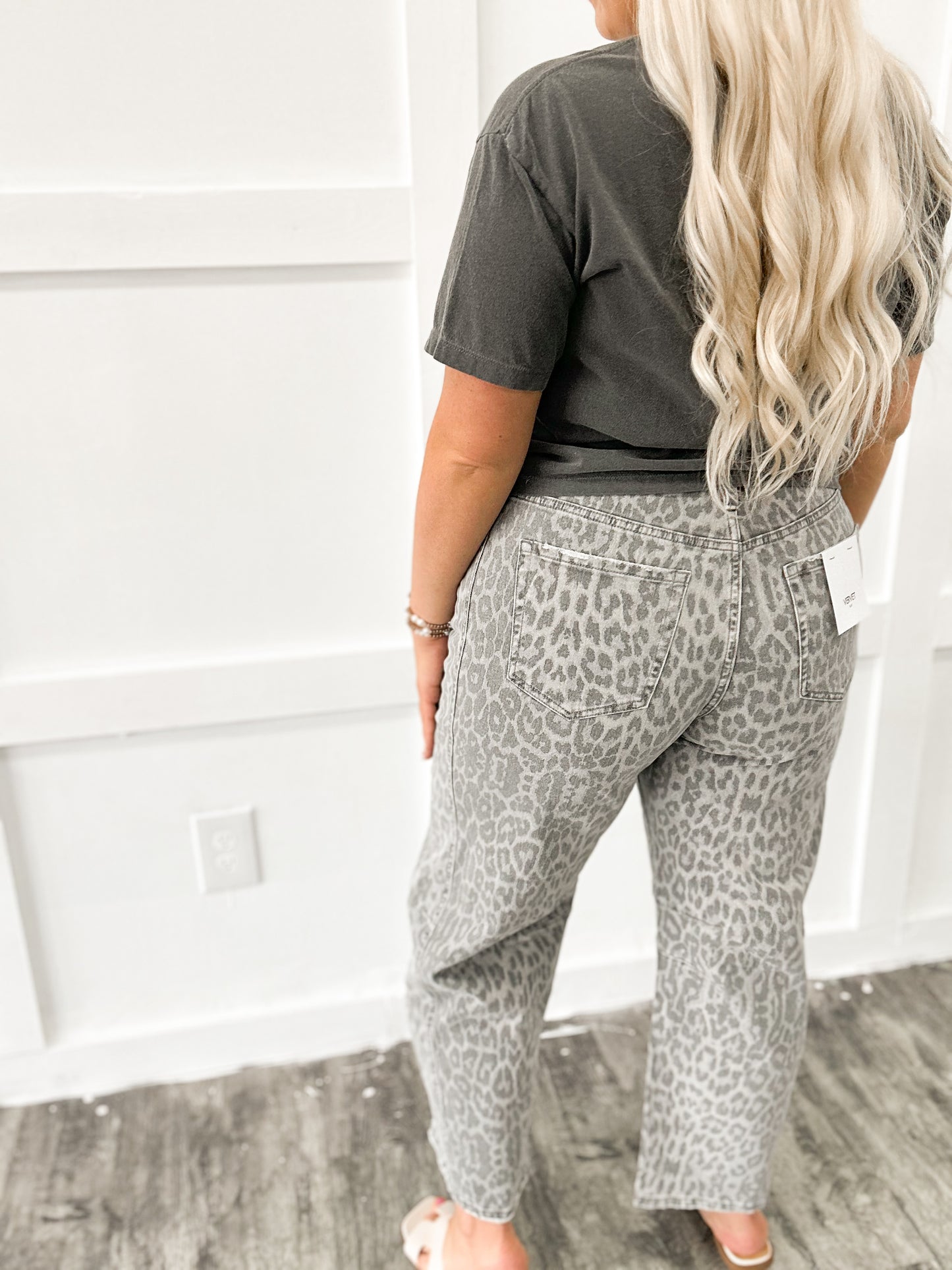 Charcoal Leopard Barrel Jeans