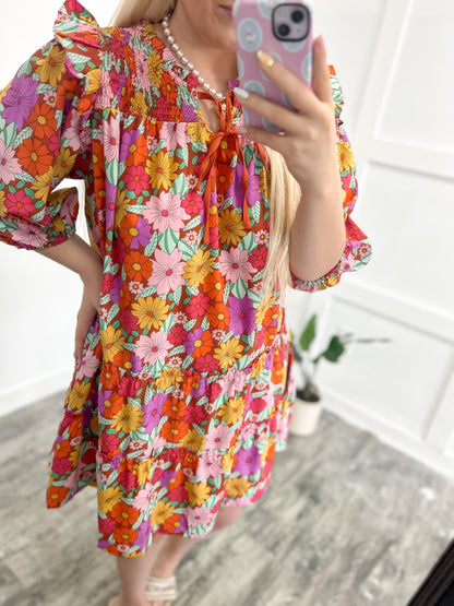 Groovy Floral Swing Dress