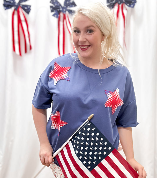 Patchwork Star Oversized Top