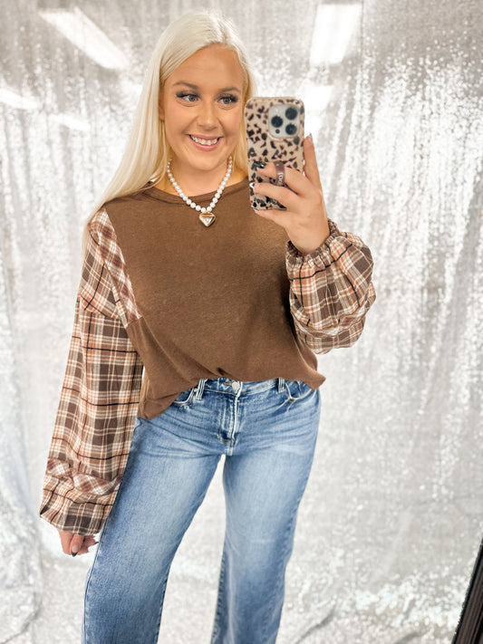 Autumn Flannel Colorblock Top