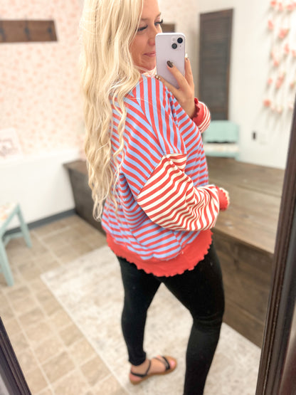 Sydney Striped Oversized Colorblock Top