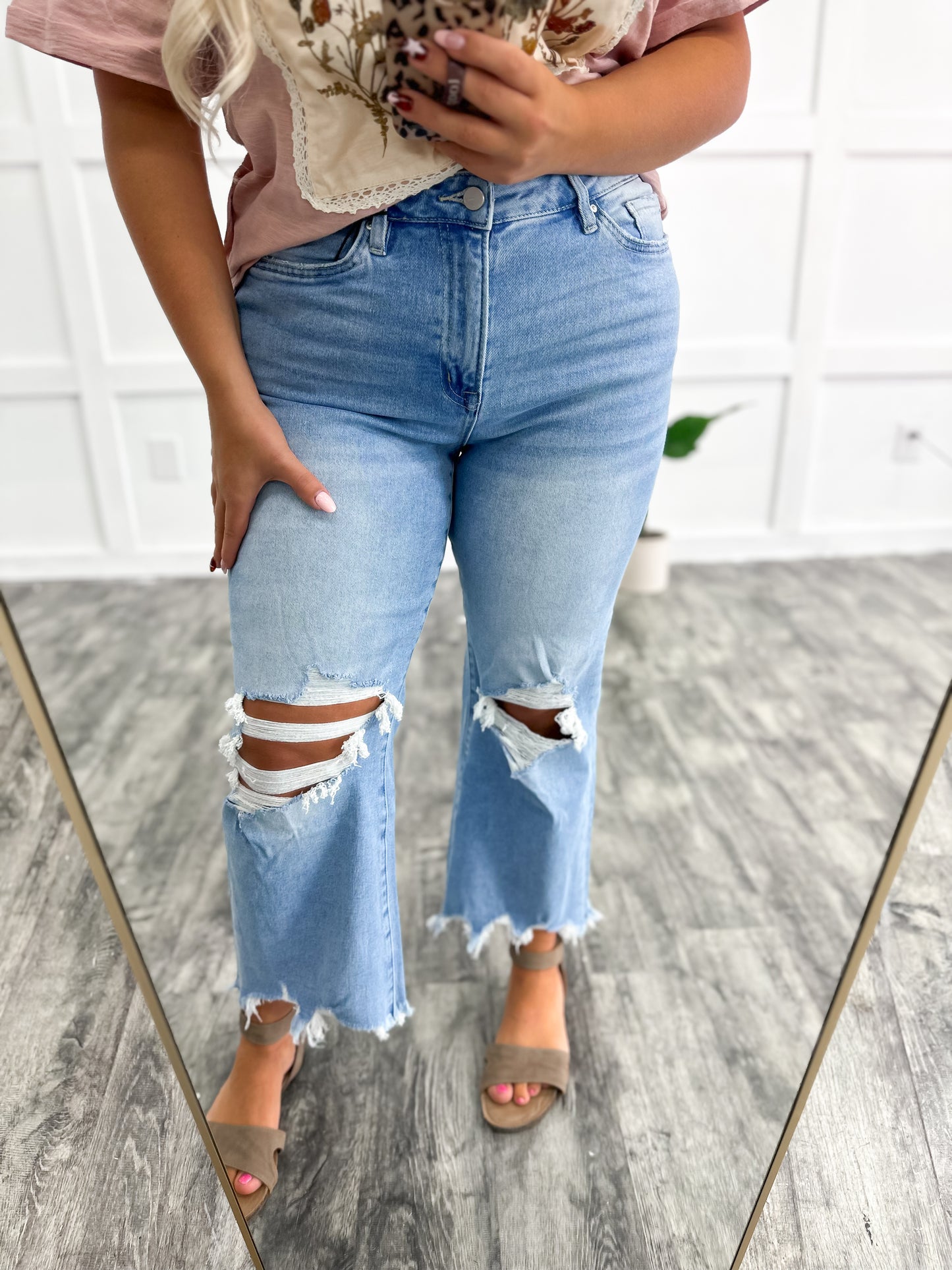 Mica Medium Vintage High Rise Crop Flare Denim