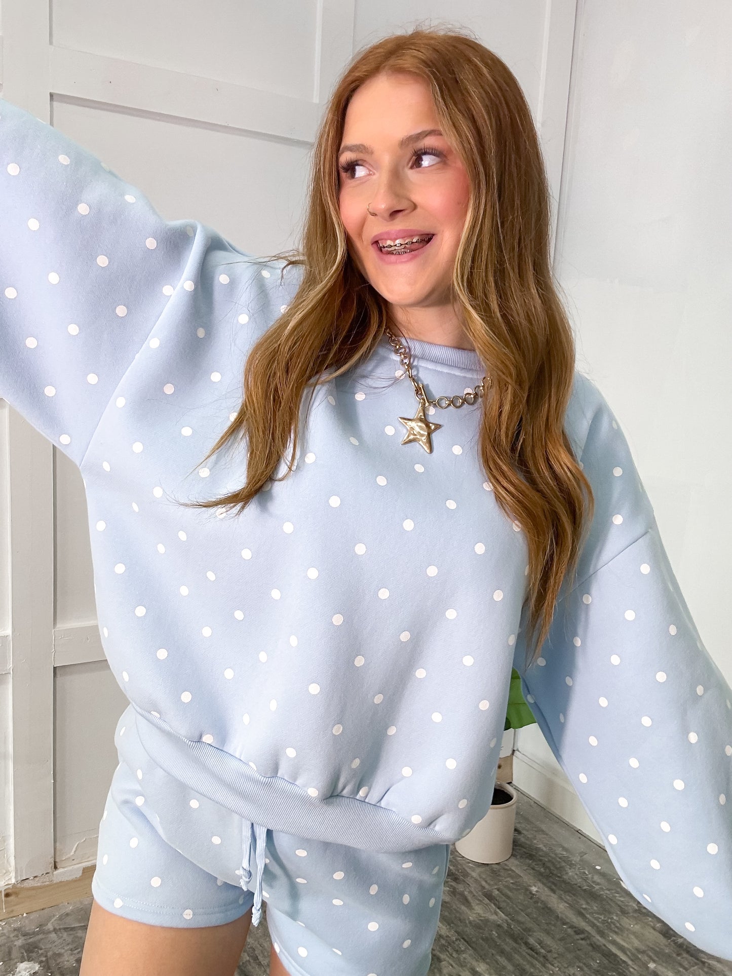 Baby Blue Polka Dot Set