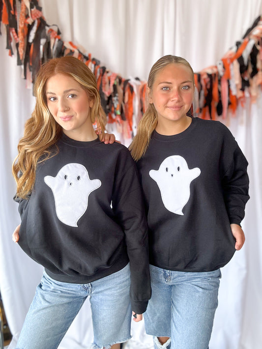 Black Ghostie Embroidered Crewneck
