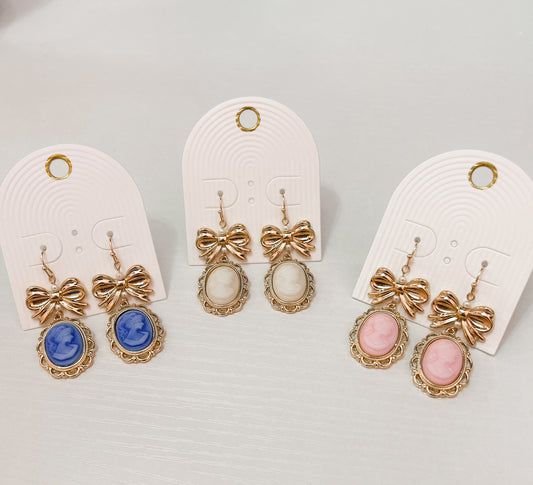 Gold Coquette Cameo Dangles