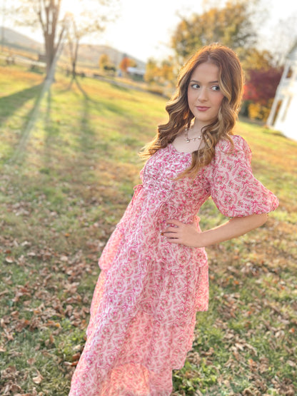 Holly Berry Blossoms Maxi Dress