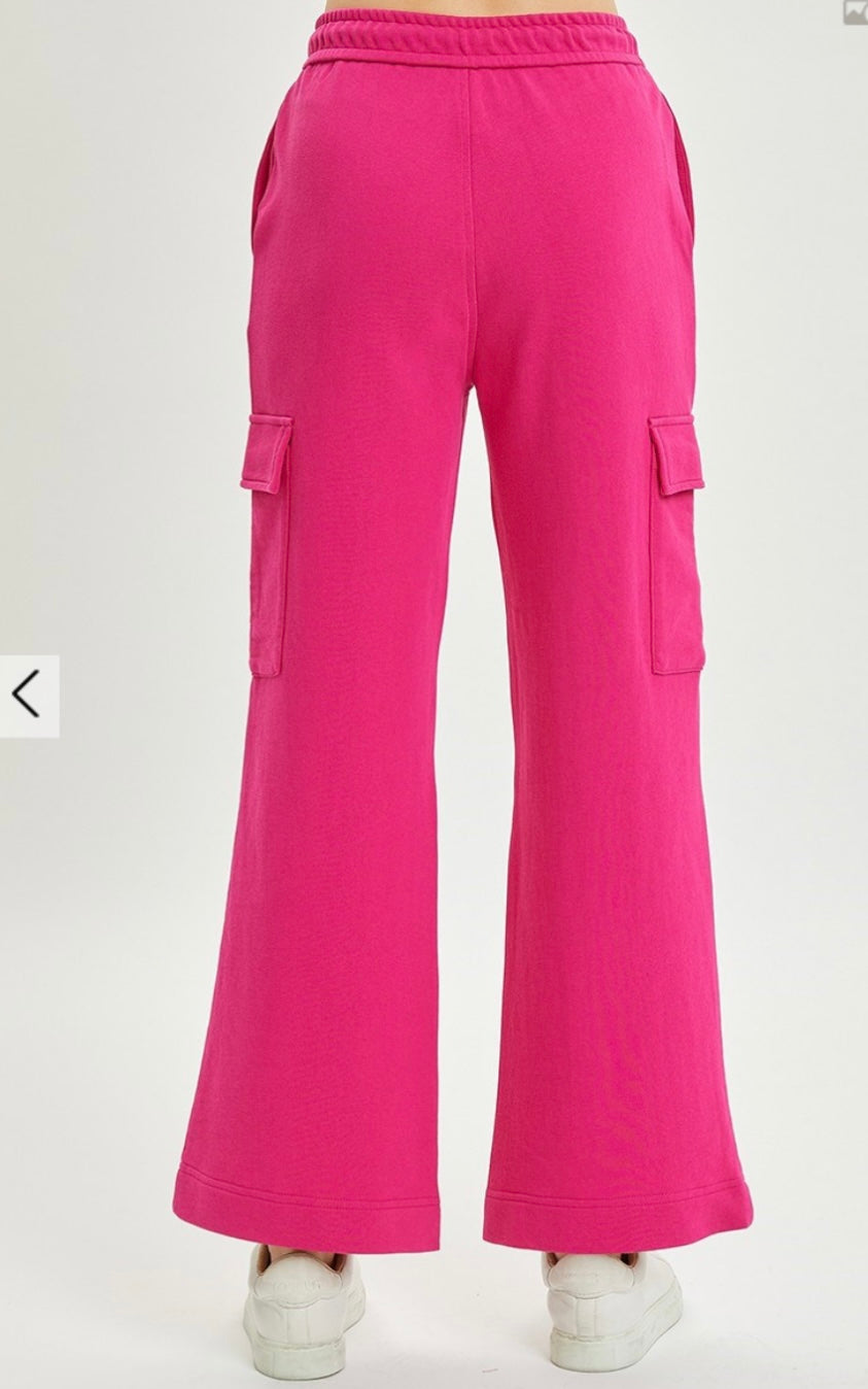 Risen Cargo Wide Leg Pants/Pink