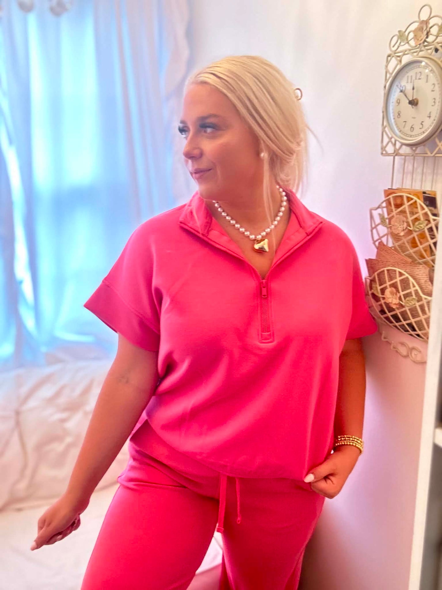 Pink Scuba Half Zip Set