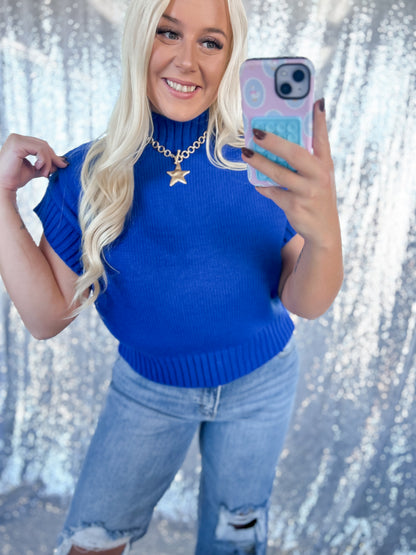 Royal Blue Mockneck Sweater Top