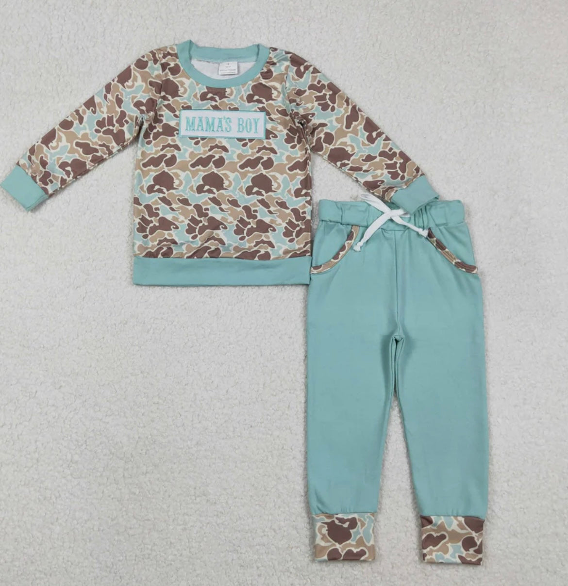 Blue Mamas Boy Camo Embroidered Set