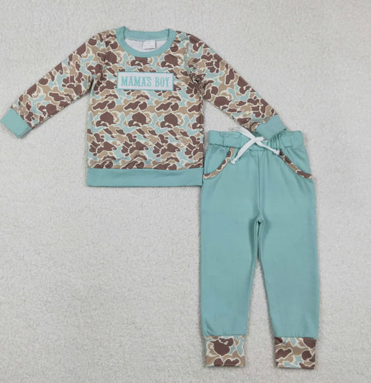 Blue Mamas Boy Camo Embroidered Set