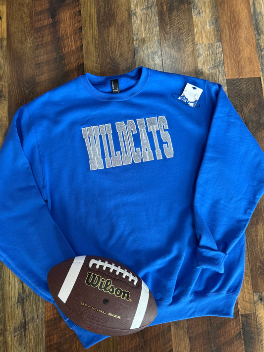 Wildcats Silver Glitter Embroidered Sweatshirt