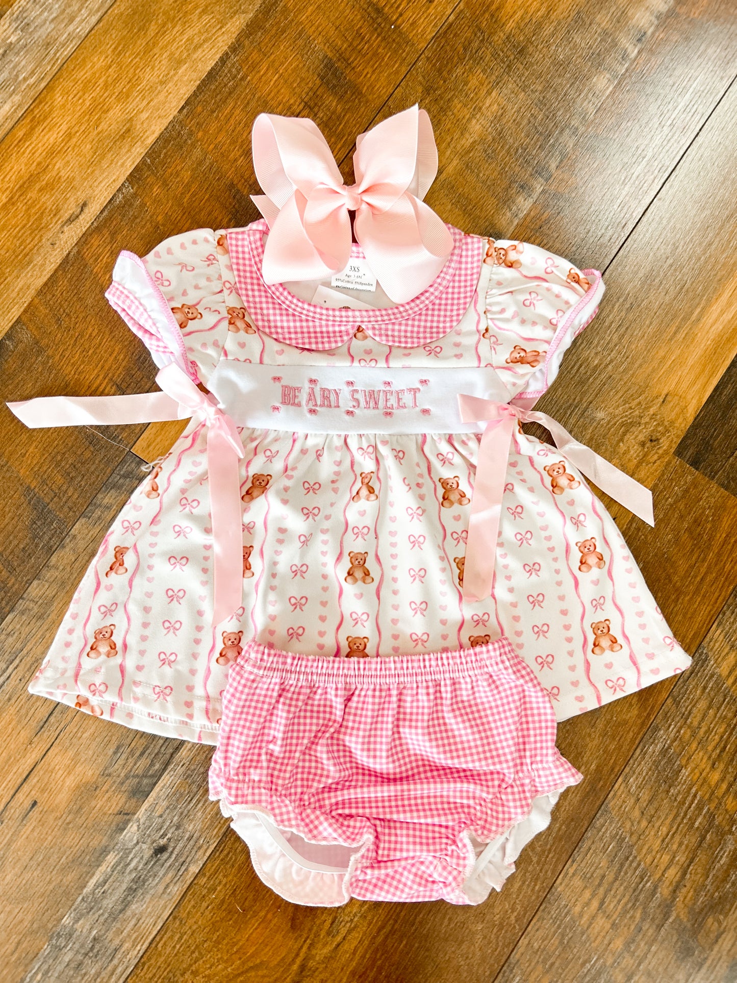 Beary Sweet Smocked Bloomer Set