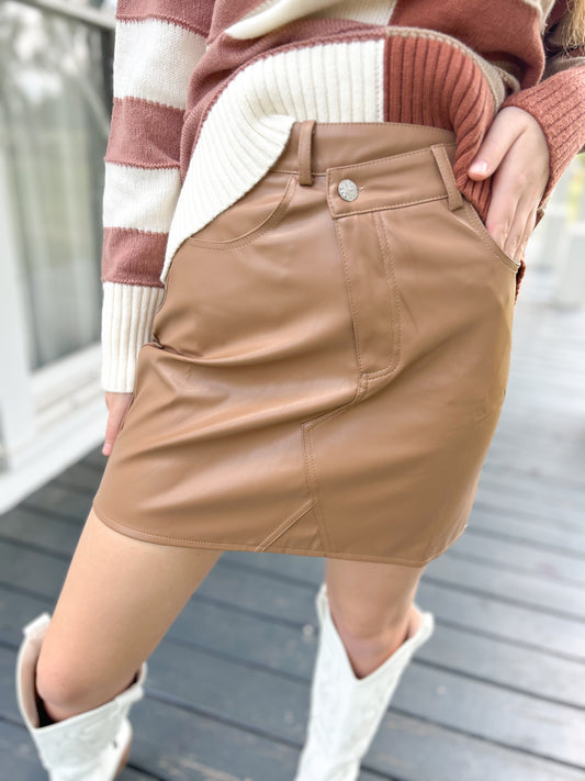 Tan Leather Skirt