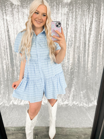 Blue Babydoll Ruffle Dress