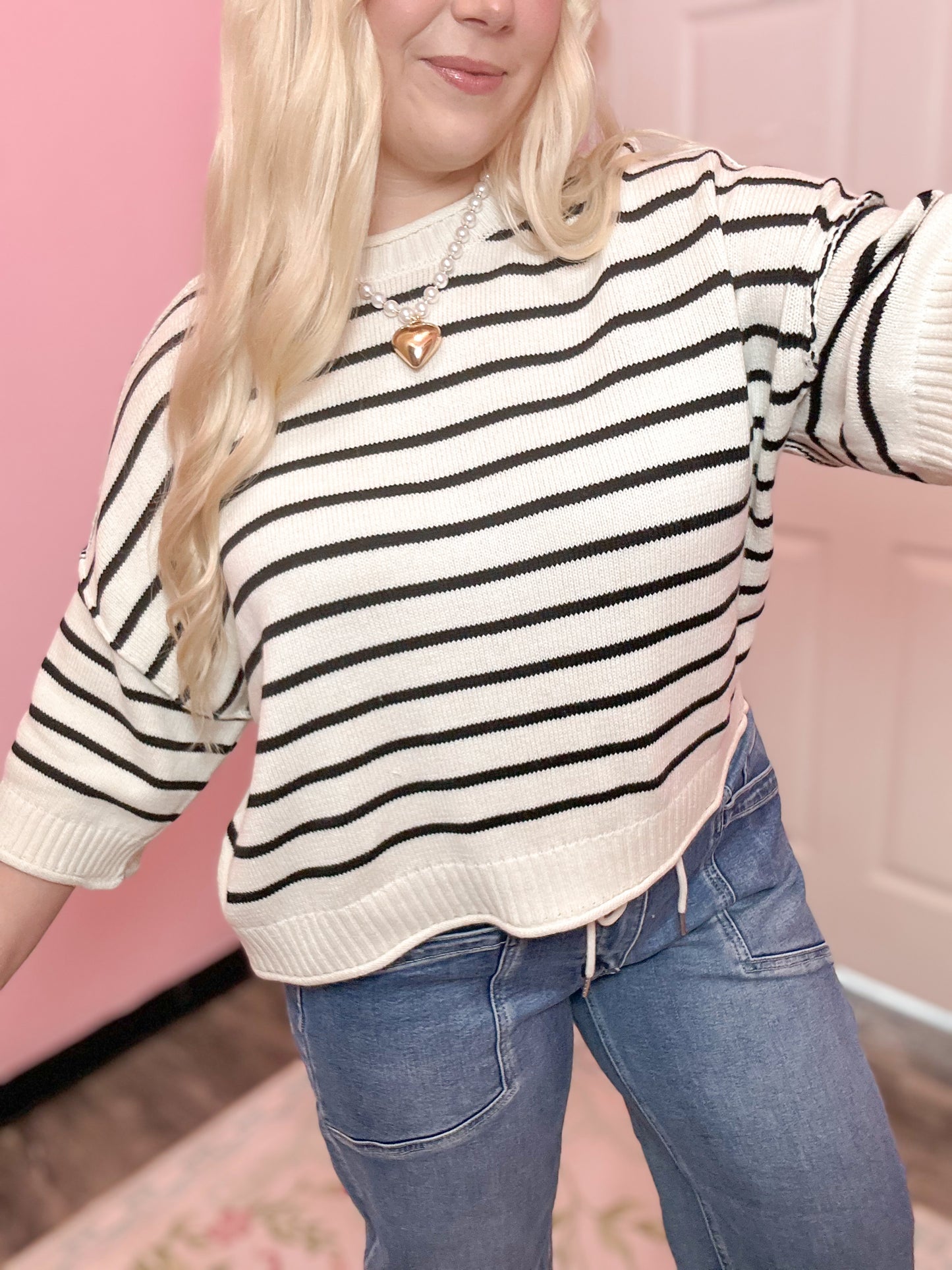 Black & White Striped Knit Top